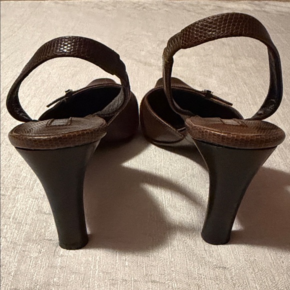 Via Spiga Women’s Italian Made Lizard Embossed Chocolate Slingback Heel Size 8.5 - Picture 6 of 11